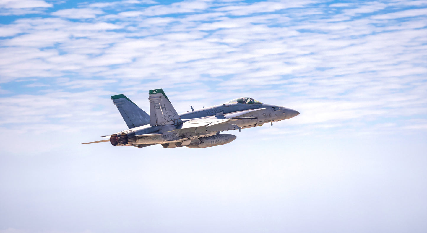 U.S. Marine Corps F/A-18 Hornet from VMFA-101, the “Sharpshooters.”
